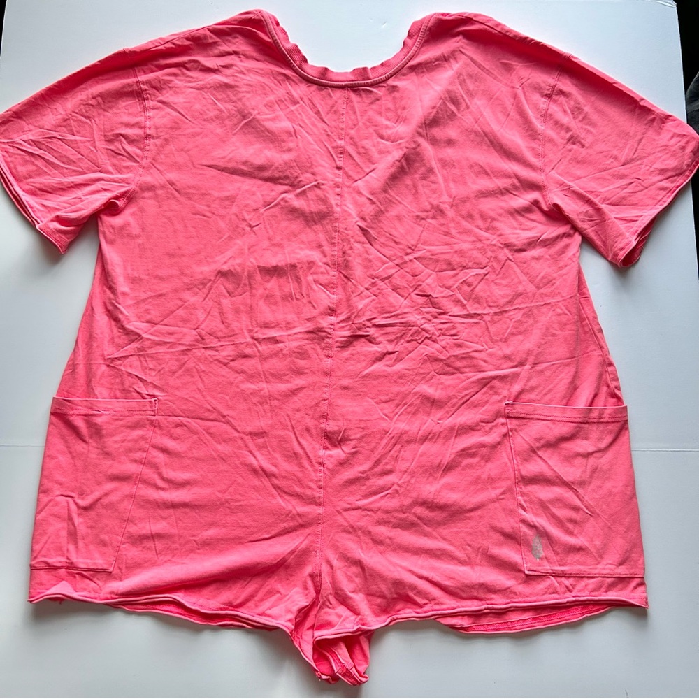 🍒(A239)NWOT Free People Hot Shot Tee Romper. Pink. Size: XS - Picture 7 of 9
